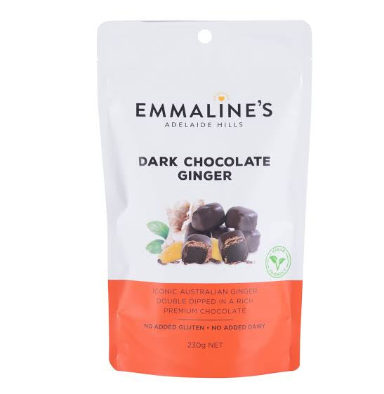 EMMALINE’S DARK CHOCOLATE GINGER 230G