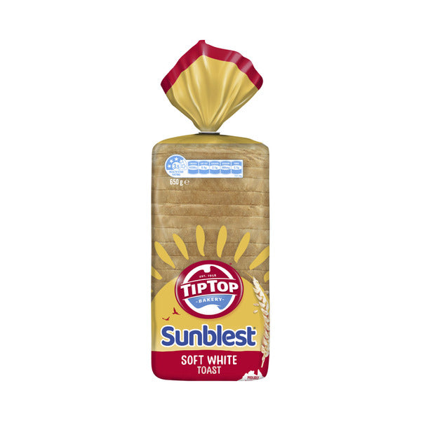 TIP TOP SOFT WHITE TOAST BREAD 650G