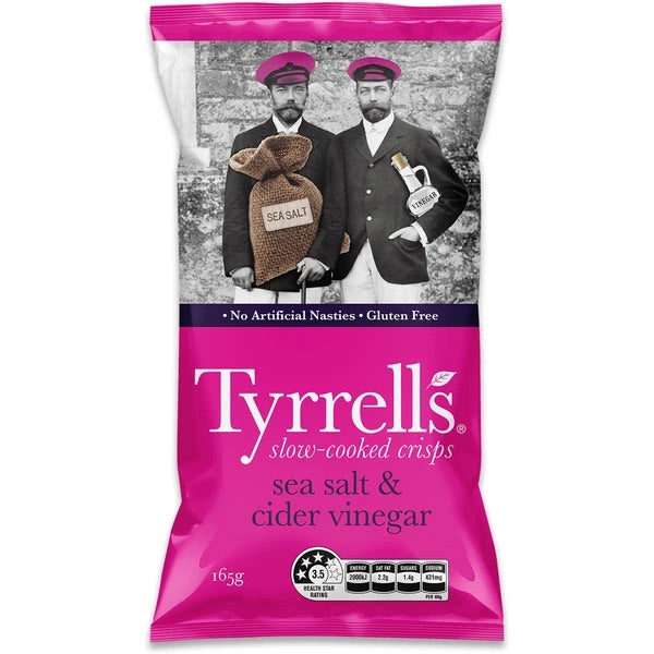 TYRELL'S SEA SALT & CIDER VINEGAR CHIPS 165G